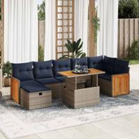 8-delige Loungeset met kussens poly rattan acacia bruin