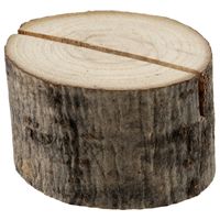 Santex naamkaart/plaatskaart houders - boomschijf - Bruiloft - 2x stuks - 4 cm - hout   - - thumbnail