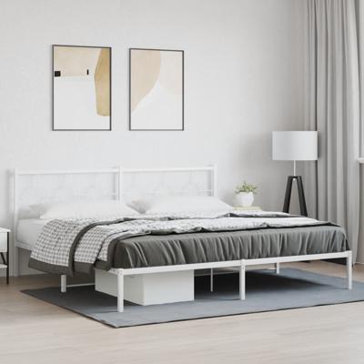 Bedframe met hoofdbord metaal wit 200x200 cm