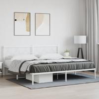 Bedframe met hoofdbord metaal wit 200x200 cm