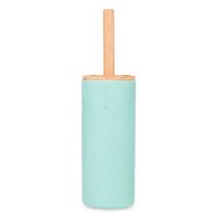 Berilo Malaga Toiletborstel in houder/wc-borstel - polyresin/rvs met bamboe - mintgroen - 38 cm - Toiletborstels - thumbnail