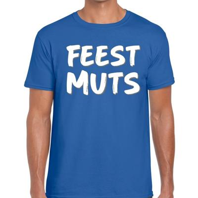 Feestmuts tekst t-shirt - blauw - heren - Foute party kleding - korte mouwen