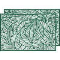 2x Groene bladeren placemats 30 x 45 cm rechthoek - thumbnail