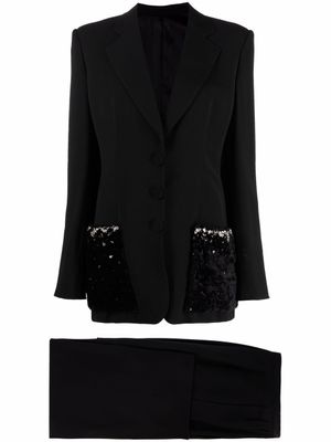 Gianfranco Ferré Pre-Owned costume à empiècements contrastants (années 1990) - Noir