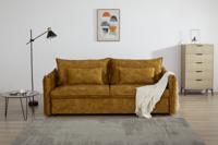 Design slaapbank APARTMENT 215cm mosterdgeel fluweel 3-zitsbank incl. bedopbergruimte - 47134