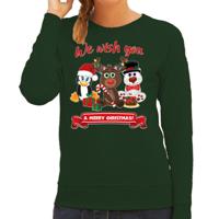 Foute Kersttrui/sweater voor dames - We wish you - groen - kerst dieren - kerst cadeau - thumbnail