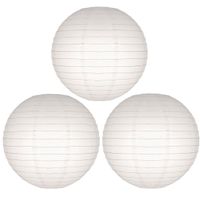 Set van 12x stuks luxe witte bol lampionnen 25 cm - thumbnail