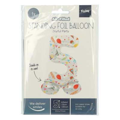 Folat BV Staande folieballon joyful party cijfer 5 -72cm