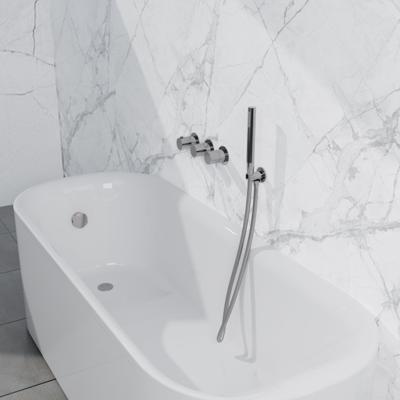 Fortifura Nebbio Badcombinatie-set - thermostaatkraan - inbouwdeel - inbouw uitbreiding - wandaansluitbocht - gladde doucheslang - staaf handdouche - badafvoer opbouw - chroom SW1183064 SW1183076 SW1183077 SW542643 SW706209 SW