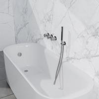 Fortifura Nebbio Badcombinatie-set - thermostaatkraan - inbouwdeel - inbouw uitbreiding - wandaansluitbocht - gladde doucheslang - staaf handdouche - badafvoer opbouw - chroom SW1183064 SW1183076 SW1183077 SW542643 SW706209 SW