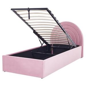 Beliani - ANET - Bed met opbergruimte - Roze - 90 x 200 cm - Fluweel