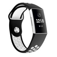 Tweekleurige ronde gat siliconen polsband horloge band voor Fitbit charge 3 polsband grootte: 145-210mm (wit)