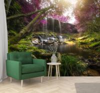 Wilde jungle met waterval bos fotobehang