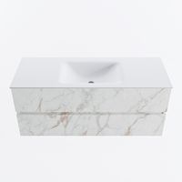 MONDIAZ VICA 120cm badmeubel onderkast Carrara 2 lades. Wastafel CLOUD midden zonder kraangat, kleur Talc. - thumbnail