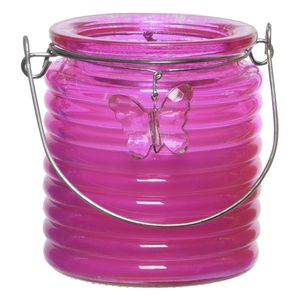 Citronella kaars - in windlicht - roze - 20 branduren - citrusgeur - geurkaarsen