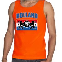 Oranje tanktop Holland / Nederland supporter Holland met een Nederlands wapen EK/ WK voor heren - thumbnail