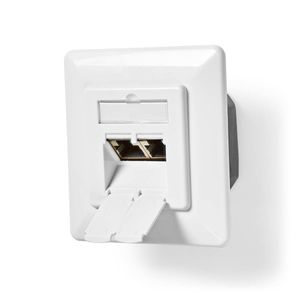 Netwerk Wanddoos | Inbouw | 2 x RJ45 Female | CAT6 | Recht | Goud Verguld | PVC | Wit | Doos