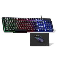 4-in-1 bedrade gamingbundel - THE G-LAB - CHROMIUM EX COMBO - Stil en responsief membraantoetsenbord + muis + muismat - zwart