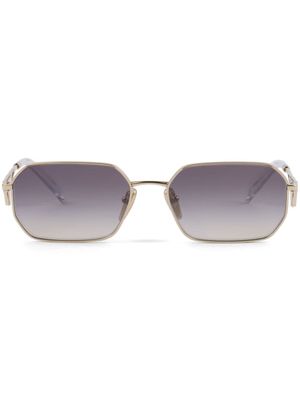 Prada Eyewear lunettes de soleil rectangulaires à logo triangle - Or