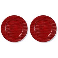 6x Diner/kerstdiner borden/onderborden rood gevlochten 33 cm rond