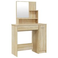 The Living Store Kaptafel Sonoma Eiken - 86.5x35x136 cm - Hoogwaardig - Met Spiegel - Voldoende Opbergruimte -