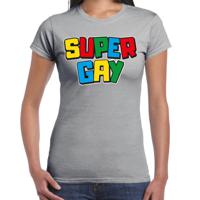 Gay Pride T-shirt voor dames - super gay - grijs - pride - regenboog - LHBTI