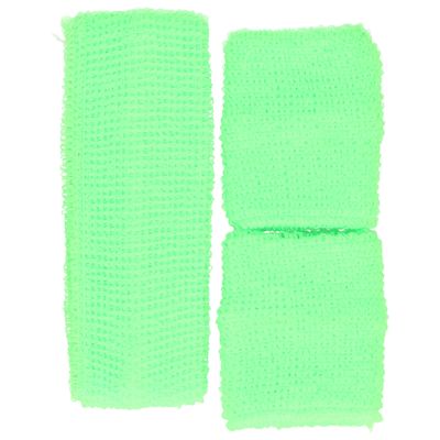 Foute 80s/90s party verkleed accessoire zweetbandjes set - neon groen - jaren 80/90 thema feestje