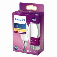 Philips Lichtbron kaars 4,3W - E14 - 2700K - 470 lumen set van 2 wit 929001345367