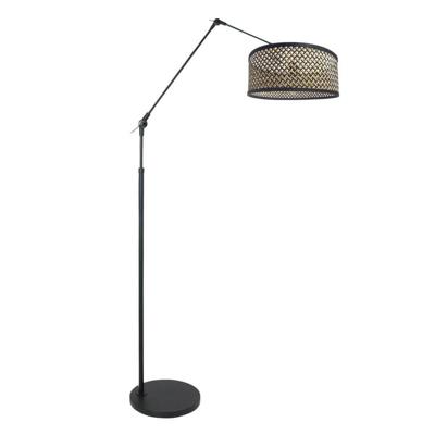 Steinhauer Vloerlamp instelbaarPrestige Chic zwart met bamboe kap - 3792ZW