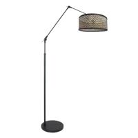 Steinhauer Vloerlamp instelbaarPrestige Chic zwart met bamboe kap - 3792ZW