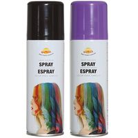 Carnaval verkleed haar verf/spray - zwart en paars - spuitbus - 125 ml - thumbnail