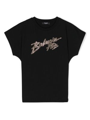 Balmain Kids t-shirt en coton à logo clouté - Noir