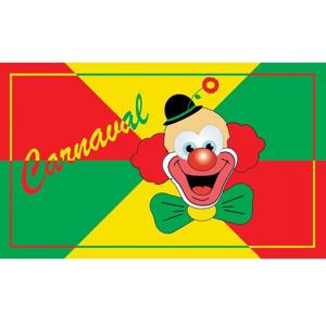 Carnavals versiering vlag met clown - 3x - rood/groen/geel - 90 x 150 cm - Feestartikelen