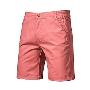 Voor heren Korte broek Chino Short korte broek Werkshorts Zak Elastische taille Effen Comfort Knielengte Casual Dagelijks Feestdagen Keper Streetwear Stijlvol Zwart Blozend Roze Micro-elastisch Lightinthebox