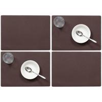 Wicotex luxe Placemats Plain - Set van 12x stuks - bruin - 43 x 30 cm - Met anti slip laag - Teflon