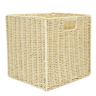 Opbergmand/kastmandje - Naturel - 30 x 30 x 30 cm - 29 liter - Vakkenkast manden - Gevlochten