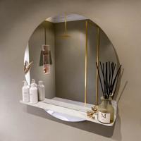MONDIAZ SPOT spiegel rond 80cm met Spiegelplanchet kleur Ostra. MONDIAZ SPOT spiegel rond 80cm met Spiegelplanchet kleur Ostra.