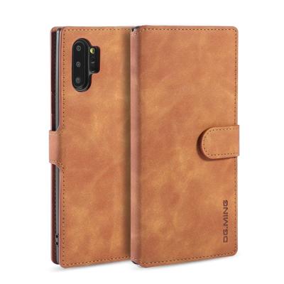 Dg. MING retro olie kant horizontale flip case met houder & kaartsleuven & portemonnee voor Galaxy Note 10 (bruin)