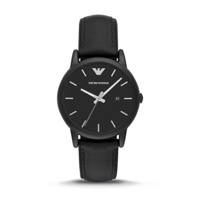 Horlogeband Armani AR1973 Leder Zwart 20mm