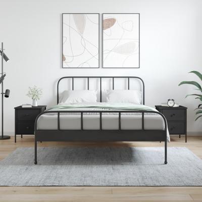 Nachtkastjes 2 st 40x42x50 cm bewerkt hout zwart