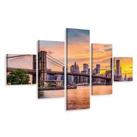 Schilderij - Brooklyn Bridge, NY USA, 3 maten, premium print