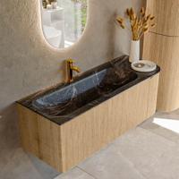 Badmeubel Mondiaz Kurve-Dlux | 125 cm | Meubelkleur Oak | Wastafelkleur Lava | Solid surface | Links spoelbak | 1 kraangat