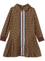 Burberry Kids robe en soie à motif monogrammé - Marron