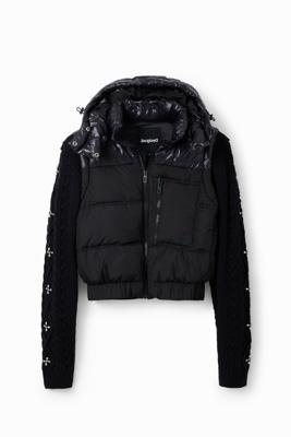 Gewatteerde jas met afneembare delen - BLACK - M