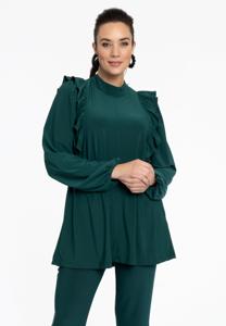 Yoek Tuniek flare met volant | Dark Green | Maat 54/56