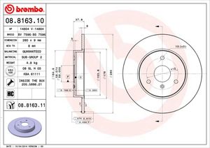 Remschijf BREMBO, Remschijftype: Massief, u.a. für Smart