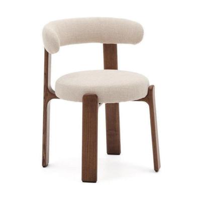Kave Home Granite eetkamerstoel chenille Beige/walnoot