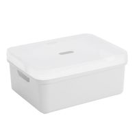 Sunware opbergbox/mand 24 liter wit kunststof met transparante deksel - Opbergbox - thumbnail