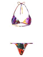 Dolce & Gabbana bikini triangle à fleurs - Violet