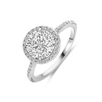 Gerhodineerde 925 Zilveren Ring met Zirkonia - 10,5 mm Breed